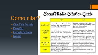 Como citar?
 Cite This For Me
 EasyBib
 Google Scholar
 Refme
 