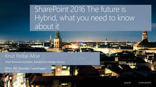 SharePoint 2016 The future is
Hybrid, what you need to know
about it
 