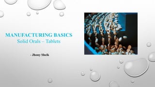 MANUFACTURING BASICS
Solid Orals – Tablets
- Jhony Sheik
 