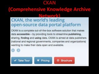 CKAN
(Comprehensive Knowledge Archive
Network)
 