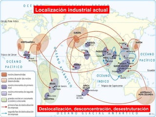 Localización industrial actual
Deslocalización, desconcentración, desestruturación
 