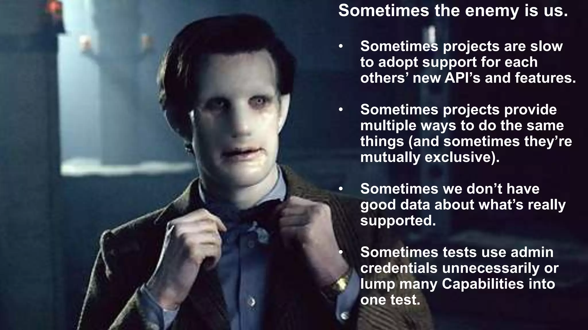 36
Why run all the tests &
upload results?
Because more data is
better.
This gives us additional data
about what works in your cloud.
With data from lots of clouds, we
can make better scoring
decisions in the future when
considering adding Capabilities
to Guidelines.
 