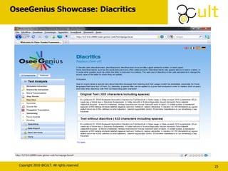 OseeGenius Showcase: Diacritics 