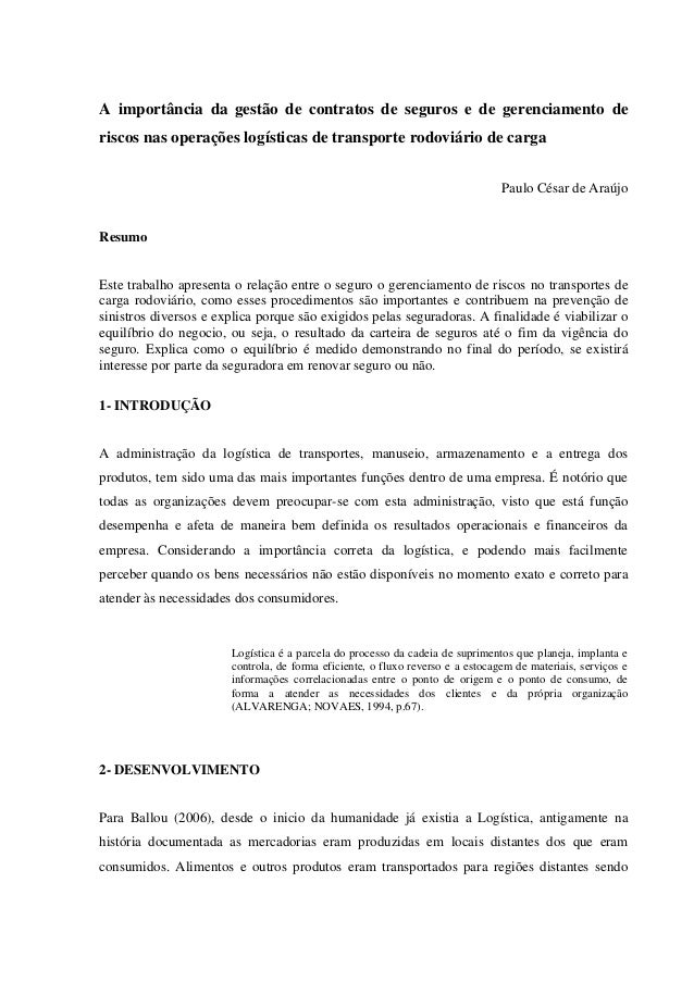 Curso gerenciamento de risco transporte
