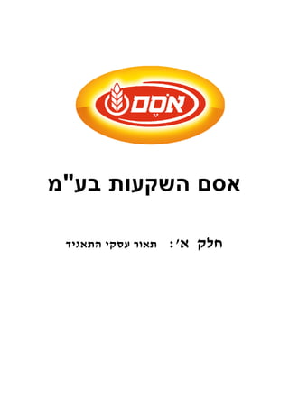 אסם השקעות בע"מ 
חלק א': תאור עסקי התאגיד 
 