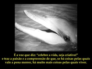 É a voz que diz: “celebre a vida, seja criativo!”
e traz a paixão e a compreensão de que, se há coisas pelas quais
   vale a pena morrer, há muito mais coisas pelas quais viver.
 