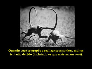 Quando você se propõe a realizar seus sonhos, muitos
 tentarão detê-lo (incluindo os que mais amam você).
 