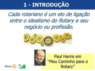 #ricon15
1 - INTRODUÇÃO
Cada rotariano é um elo de ligação
entre o idealismo do Rotary e seu
negócio ou profissão.
Paul Harris em
“Meu Caminho para o
Rotary”
 