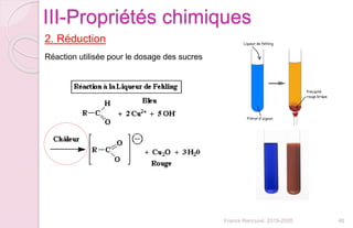 Franck Rencurel 2019-2020 46
III-Propriétés chimiques
2. Réduction
Réaction utilisée pour le dosage des sucres
 