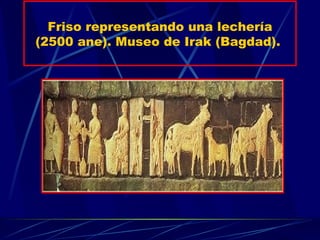 Friso representando una lechería (2500 ane). Museo de Irak (Bagdad).  