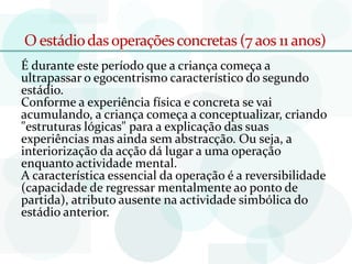 Os estádios do desenvolvimento cognitivo segundo Jean Piaget | PPTX