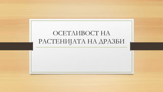 ОСЕТЛИВОСТ НА
РАСТЕНИЈАТА НА ДРАЗБИ
 