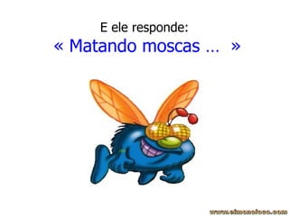 E ele responde:  « Matando moscas …  » 