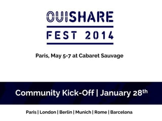 Paris, May 5-7 at Cabaret Sauvage

Community Kick-Off | January 28th
Paris | London | Berlin | Munich | Rome | Barcelona

 