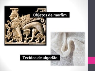 Objetos de marfim
Tecidos de algodão
 