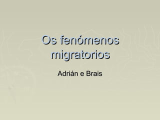 Os fenómenosOs fenómenos
migratoriosmigratorios
Adrián e BraisAdrián e Brais
 