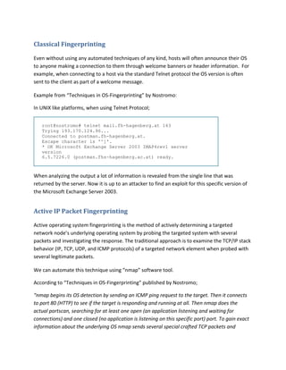 OS Fingerprinting | PDF | Operating Systems | Computer Software and ...