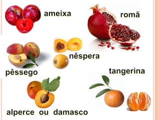 ameixaromãnêsperatangerinapêssegoalperce  ou  damasco