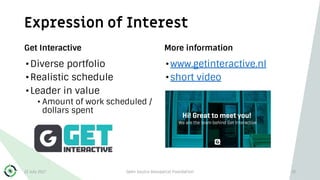 Expression of Interest
Get Interactive
•Diverse portfolio
•Realistic schedule
•Leader in value
• Amount of work scheduled ...