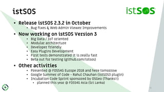 istSOS
51
• Release istSOS 2.3.2 in October
• Bug fixes & Web Admin Viewer Improvements
• Now working on istSOS Version 3
...