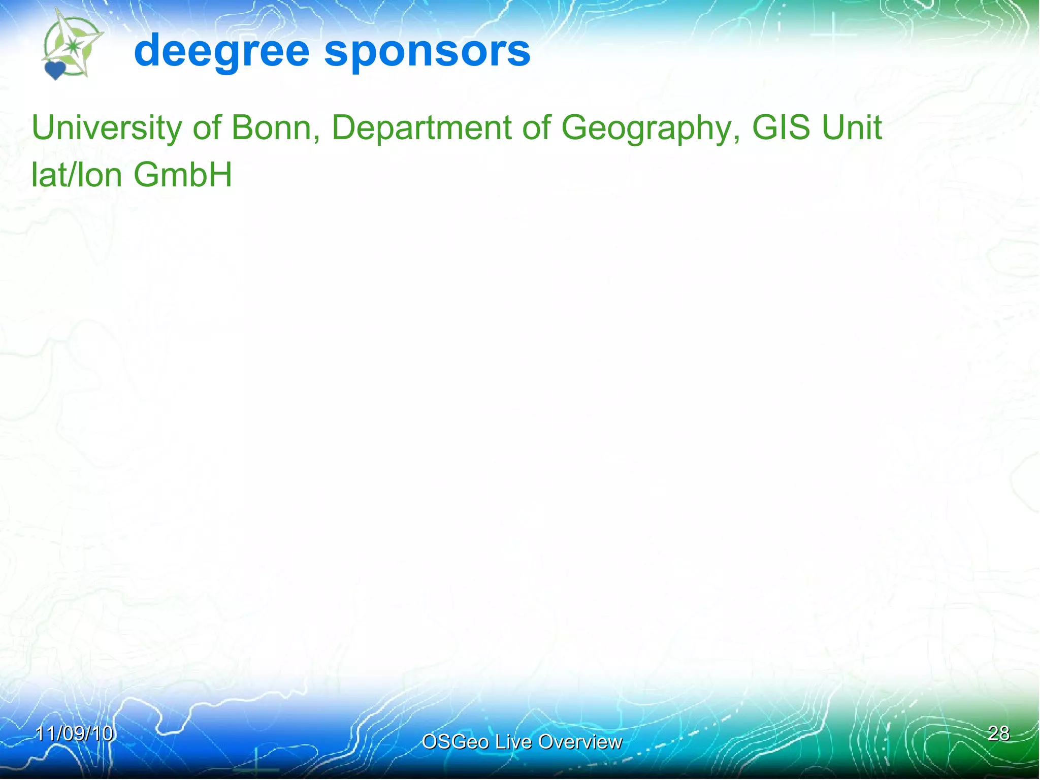 Two weeks of QA prior to FOSS4G 5% failure rate (a couple projects need workarounds) Templates provided for overview documentation 