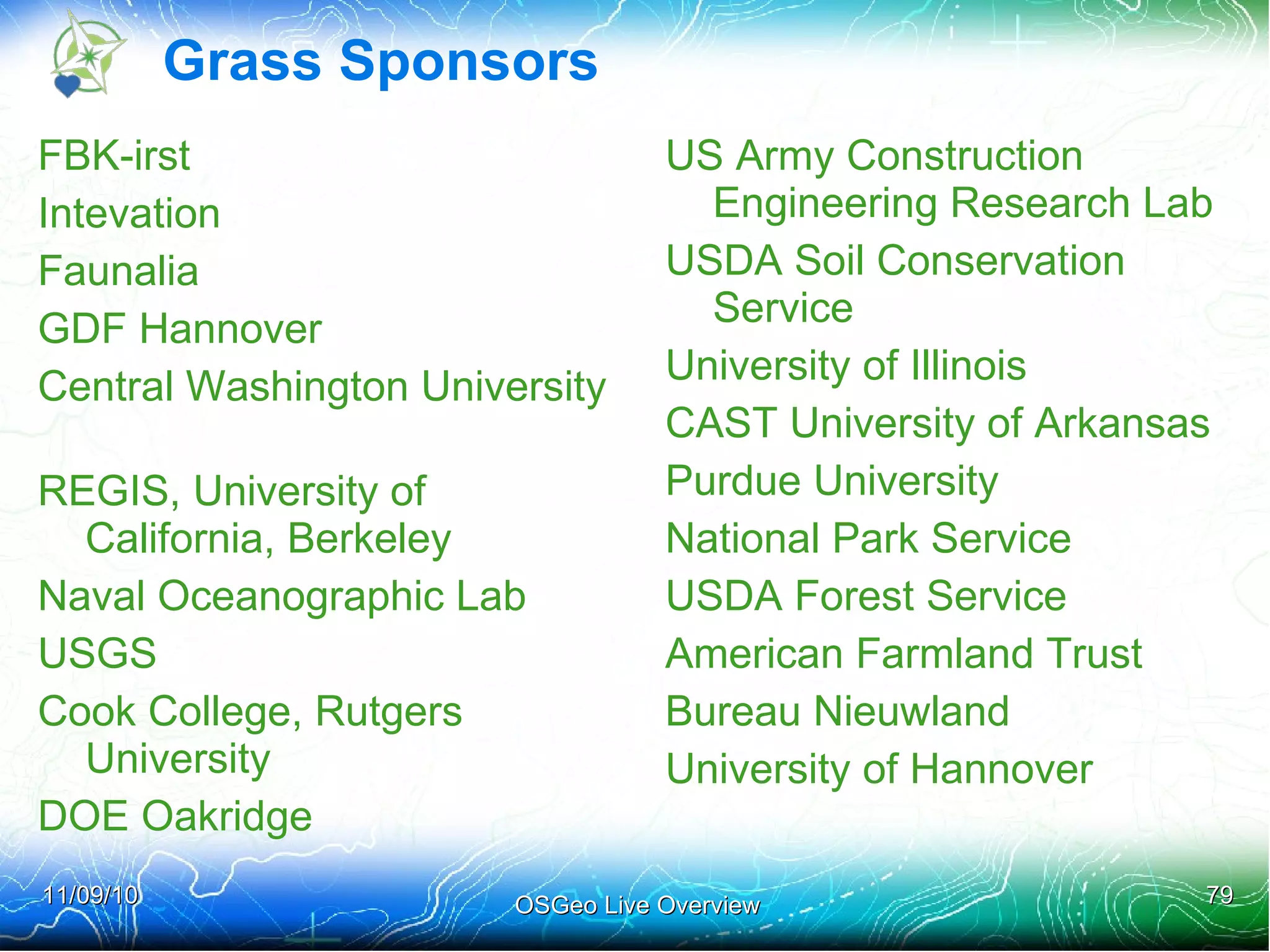 Graduated as an OSGeo project in 2009 