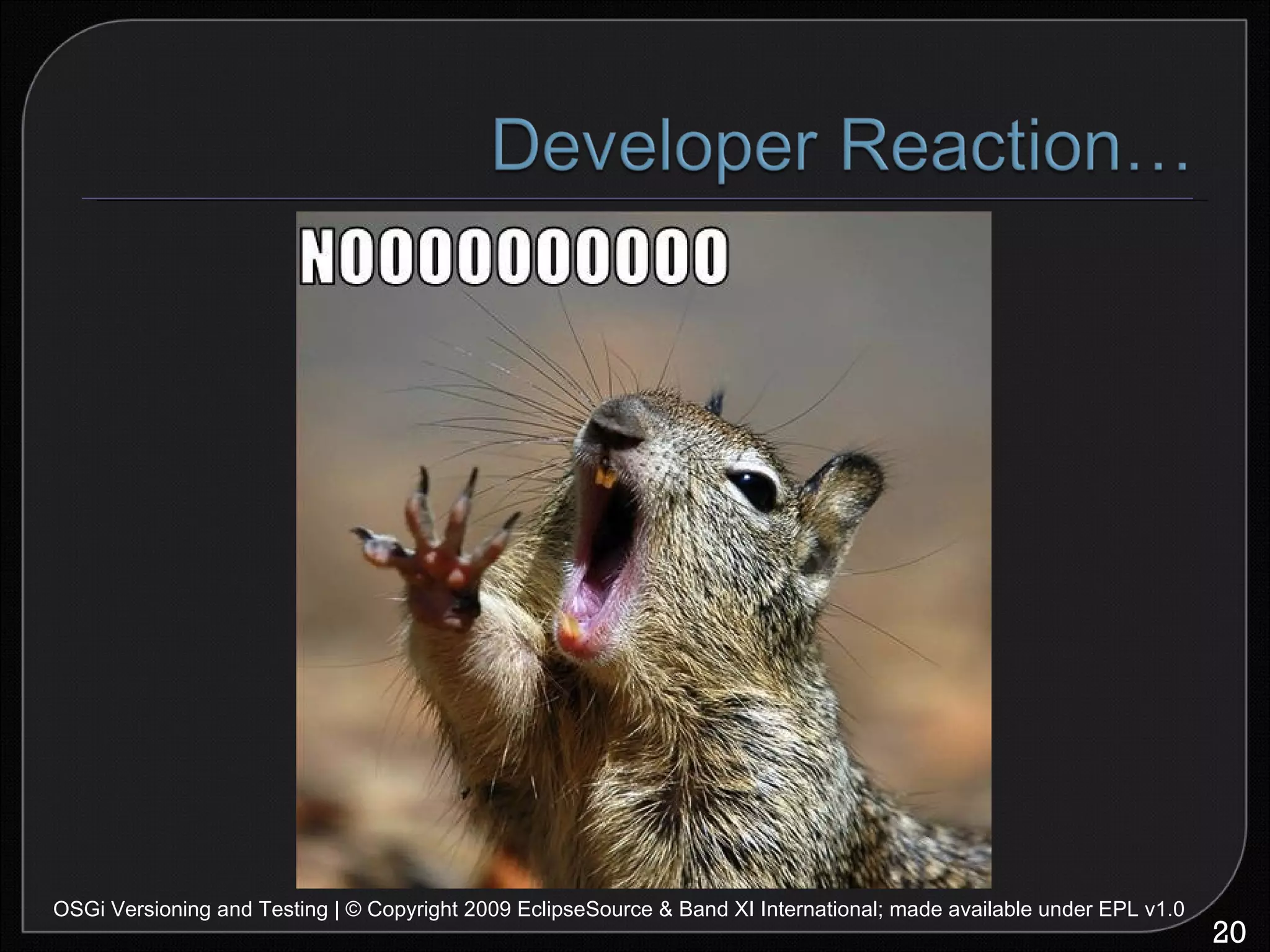 OSGi Versioning and Testing | © Copyright 2009 EclipseSource & Band XI International; made available under EPL v1.0 