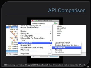 OSGi Versioning and Testing | © Copyright 2009 EclipseSource & Band XI International; made available under EPL v1.0 