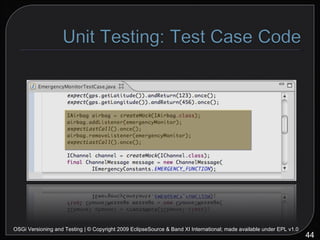 OSGi Versioning and Testing | © Copyright 2009 EclipseSource & Band XI International; made available under EPL v1.0 