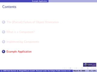OSGi DevCon 09 - Component Oriented Development in OSGi with DS, Spring and iPOJO