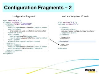 Confguration Fragments – 2
   conf guration fragment
      i                     web.xml template. ID: web




                                                        16
 