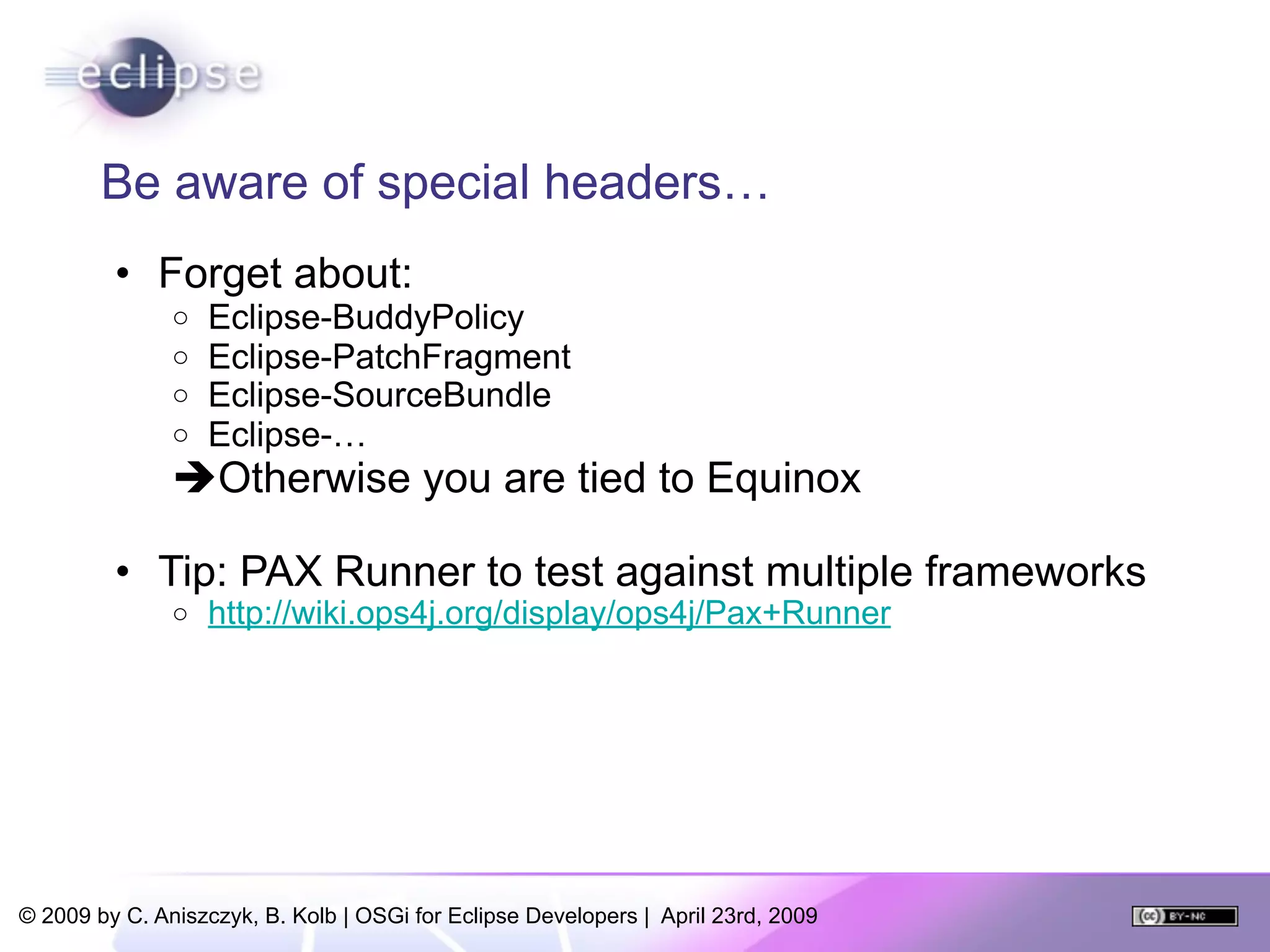 OSGi For Eclipse Developers