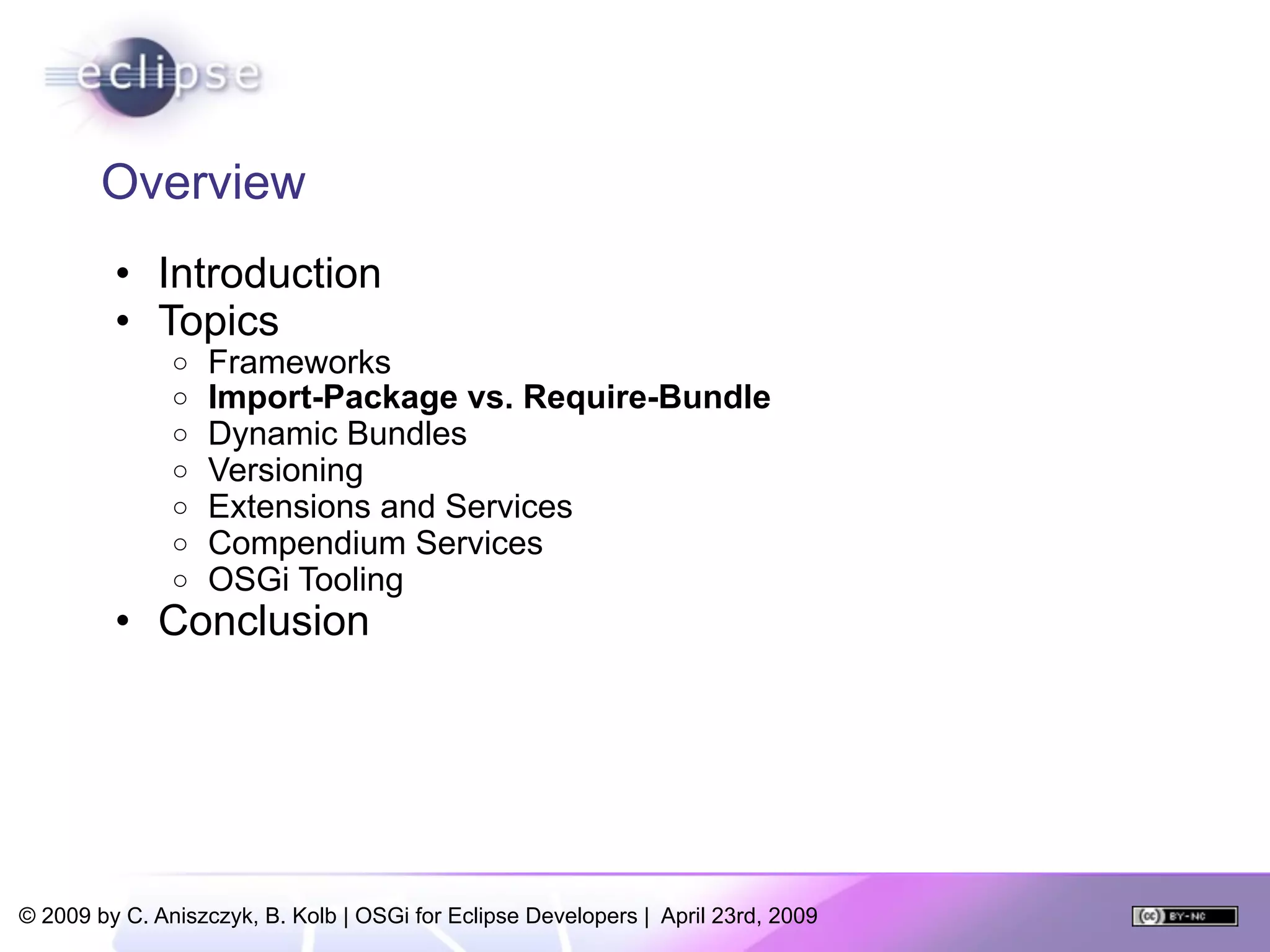 OSGi For Eclipse Developers