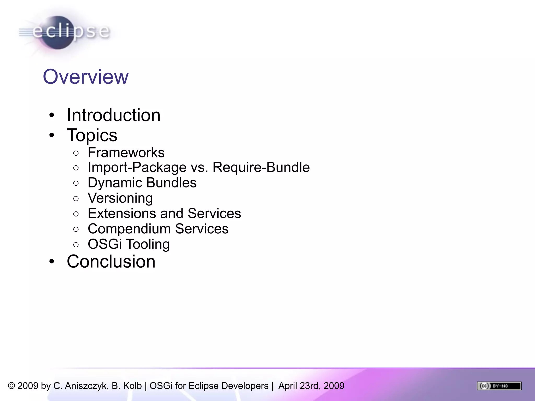 OSGi For Eclipse Developers