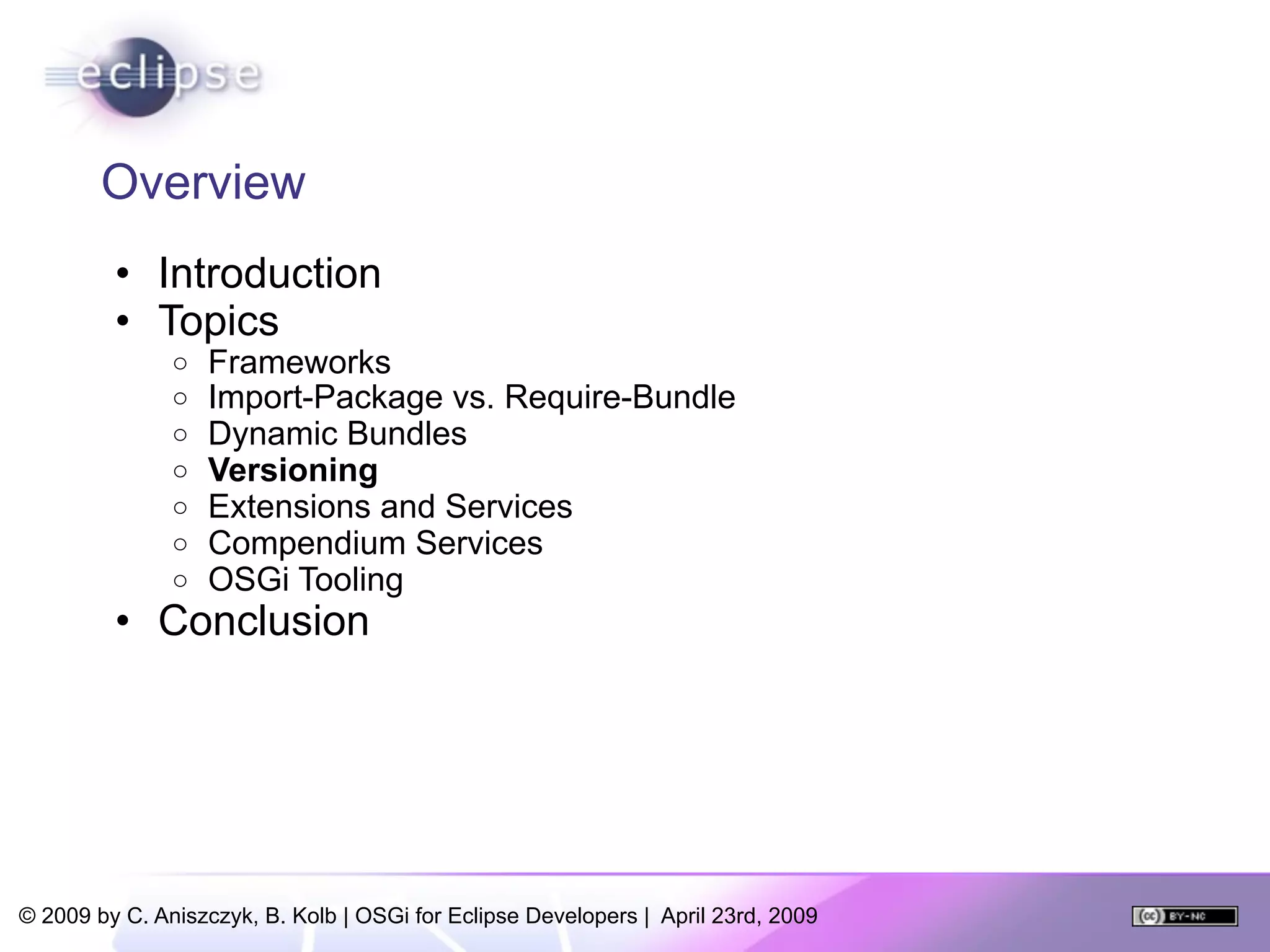 OSGi For Eclipse Developers