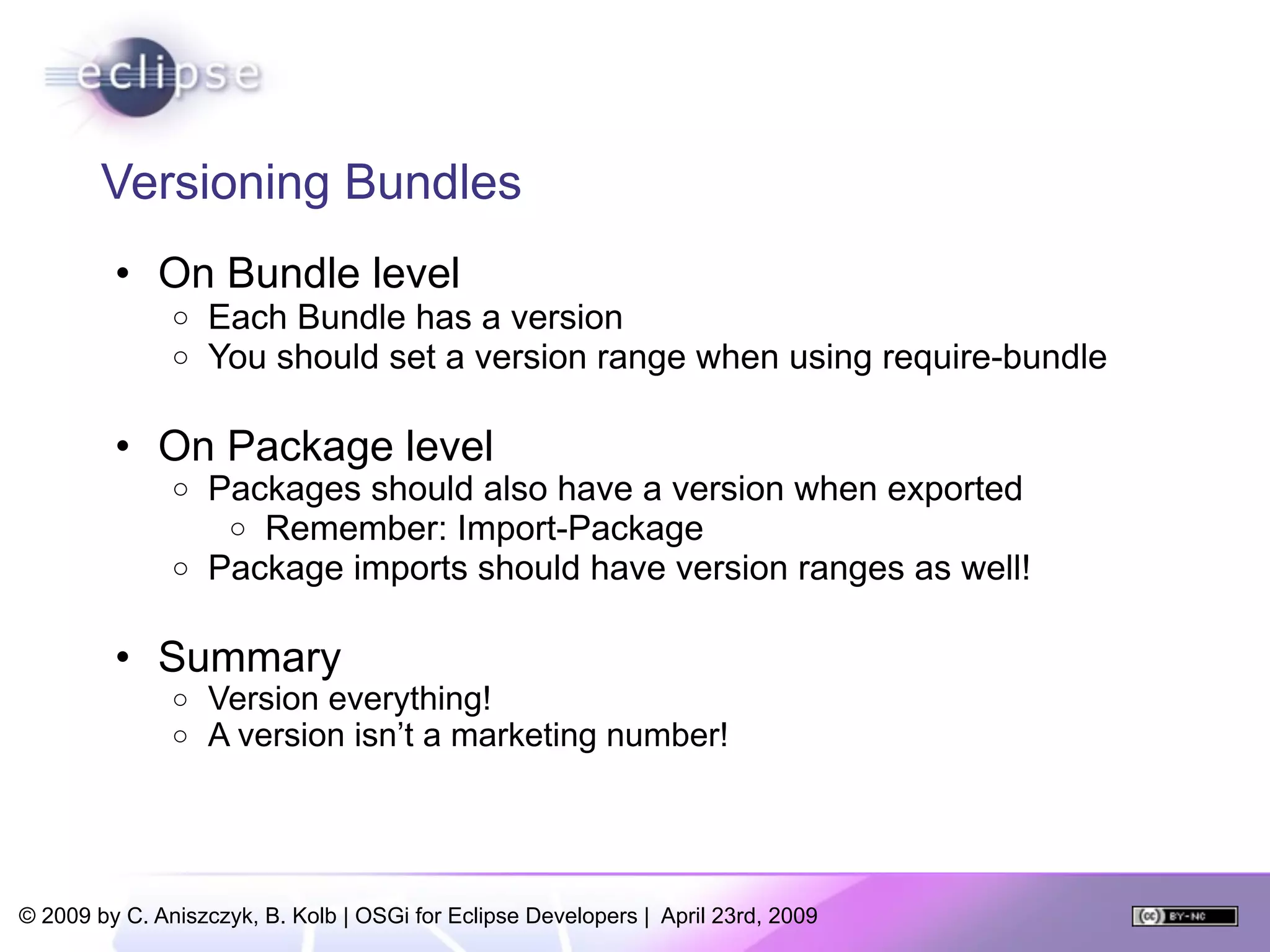 OSGi For Eclipse Developers