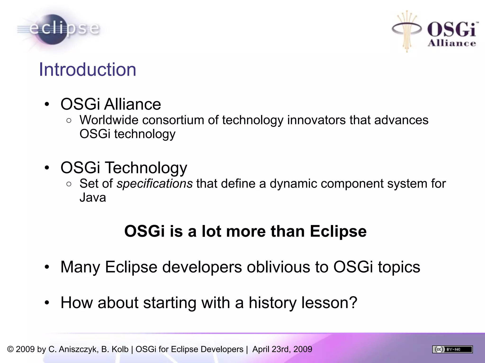 OSGi For Eclipse Developers