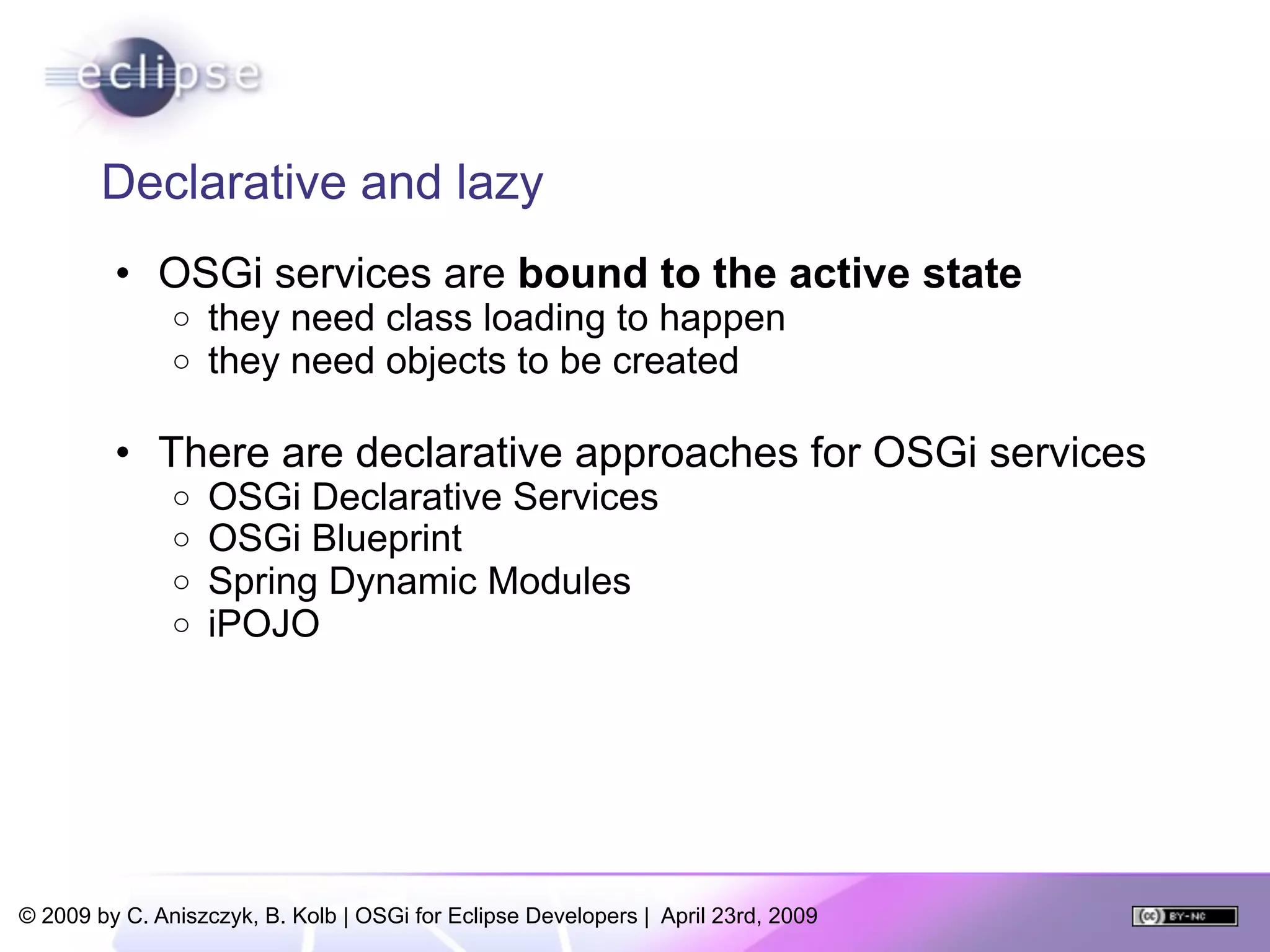 OSGi For Eclipse Developers