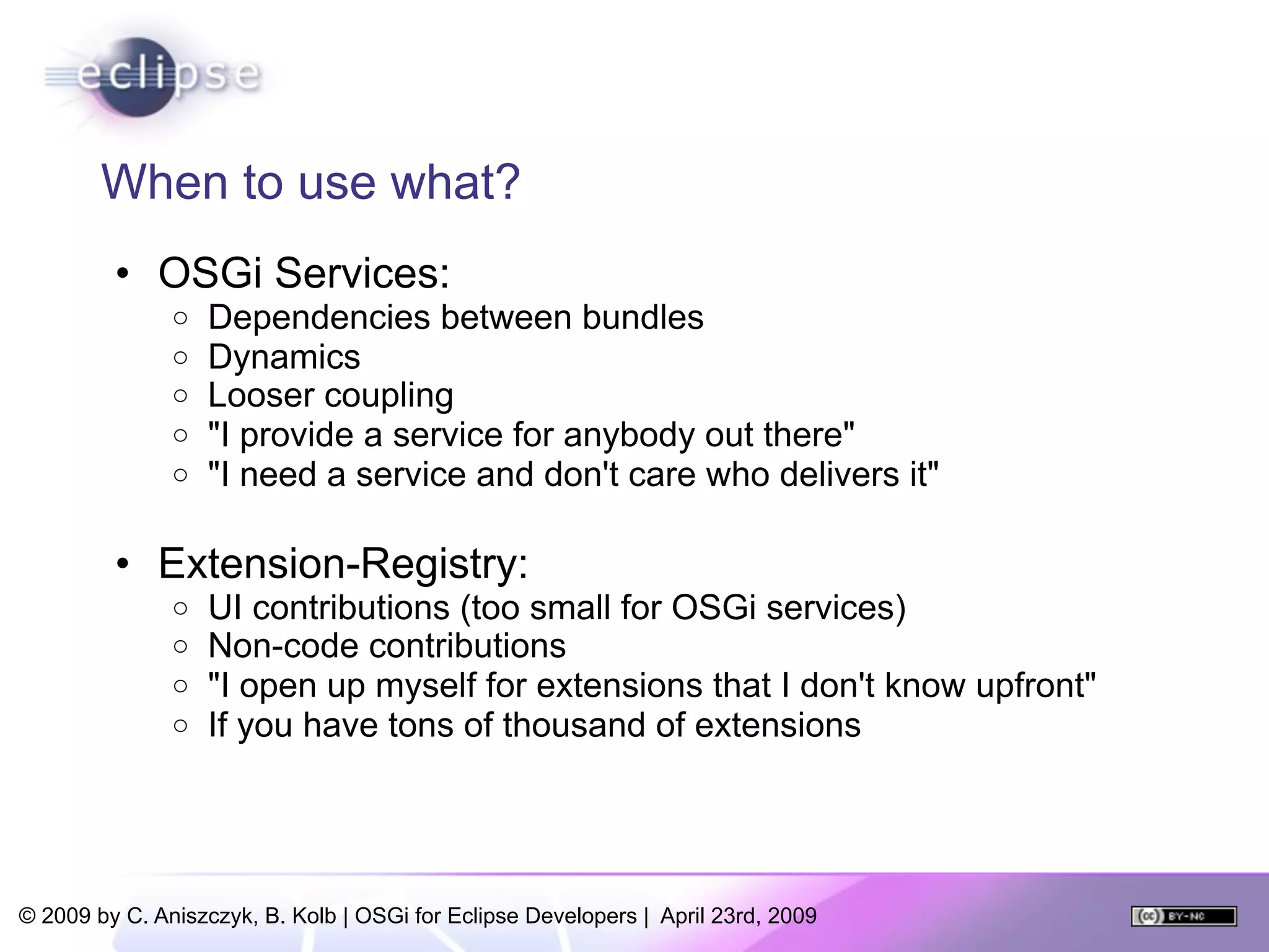 OSGi For Eclipse Developers