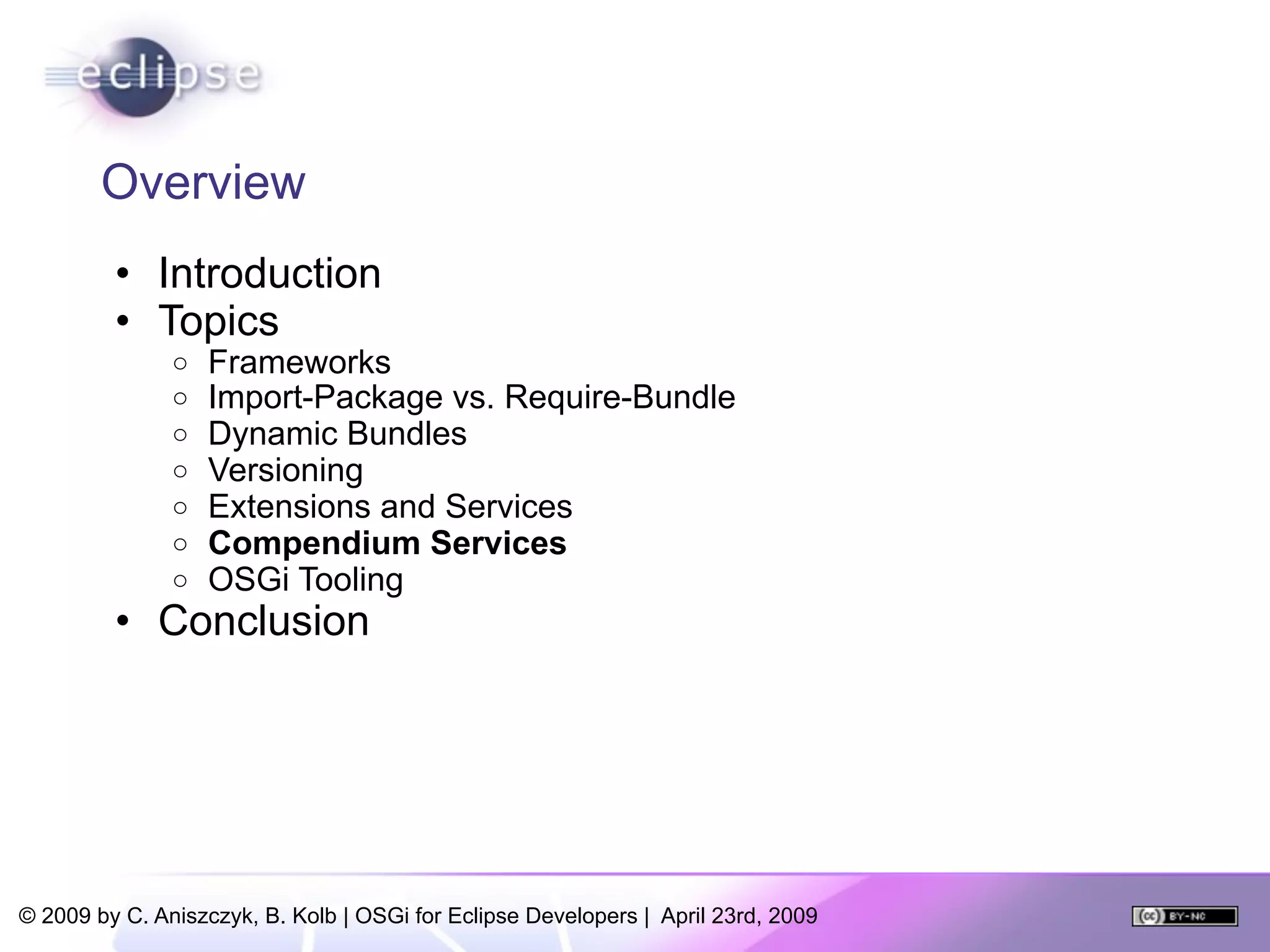 OSGi For Eclipse Developers