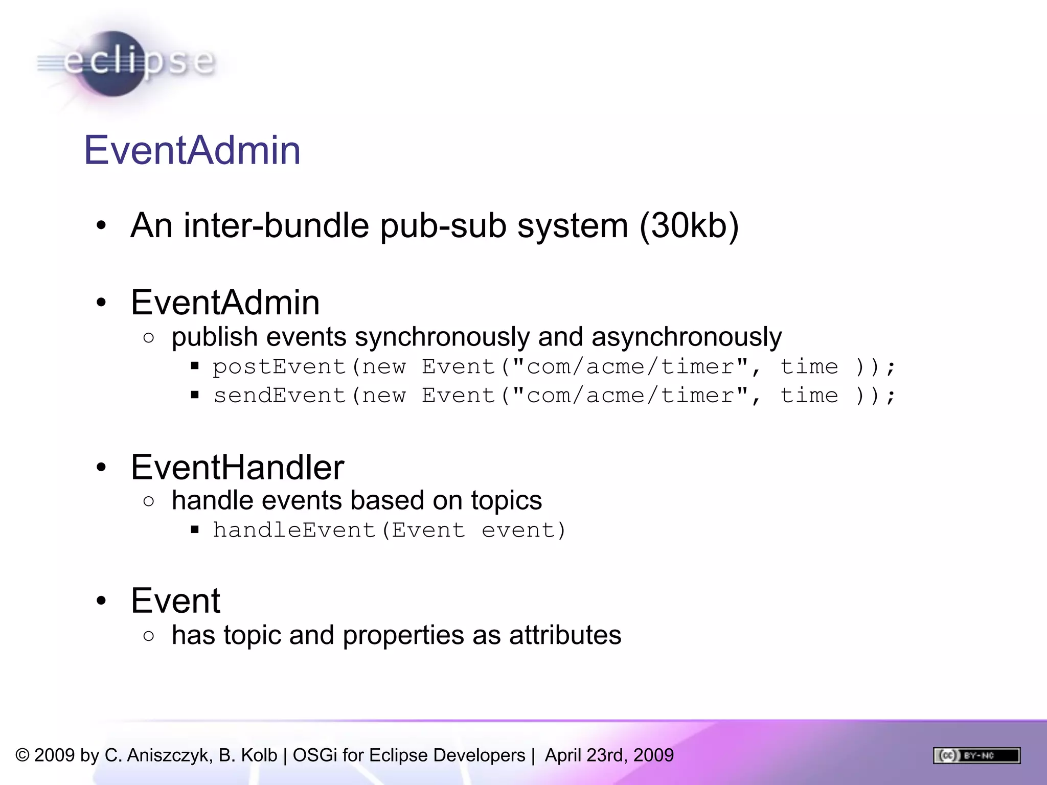 OSGi For Eclipse Developers