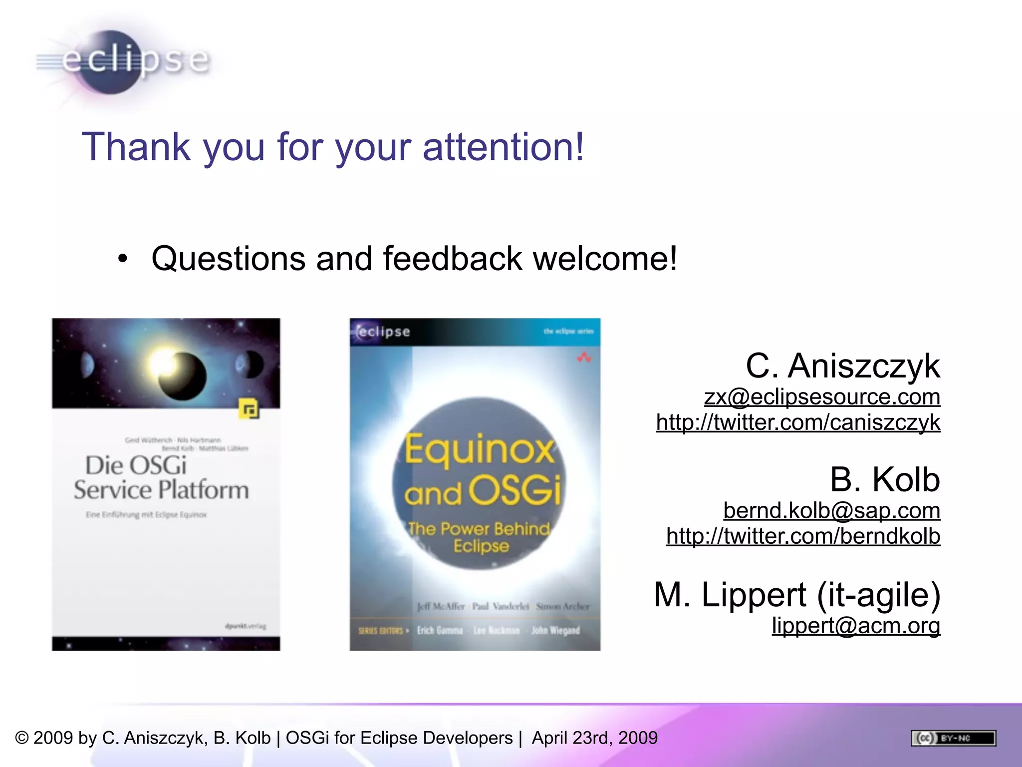 OSGi For Eclipse Developers