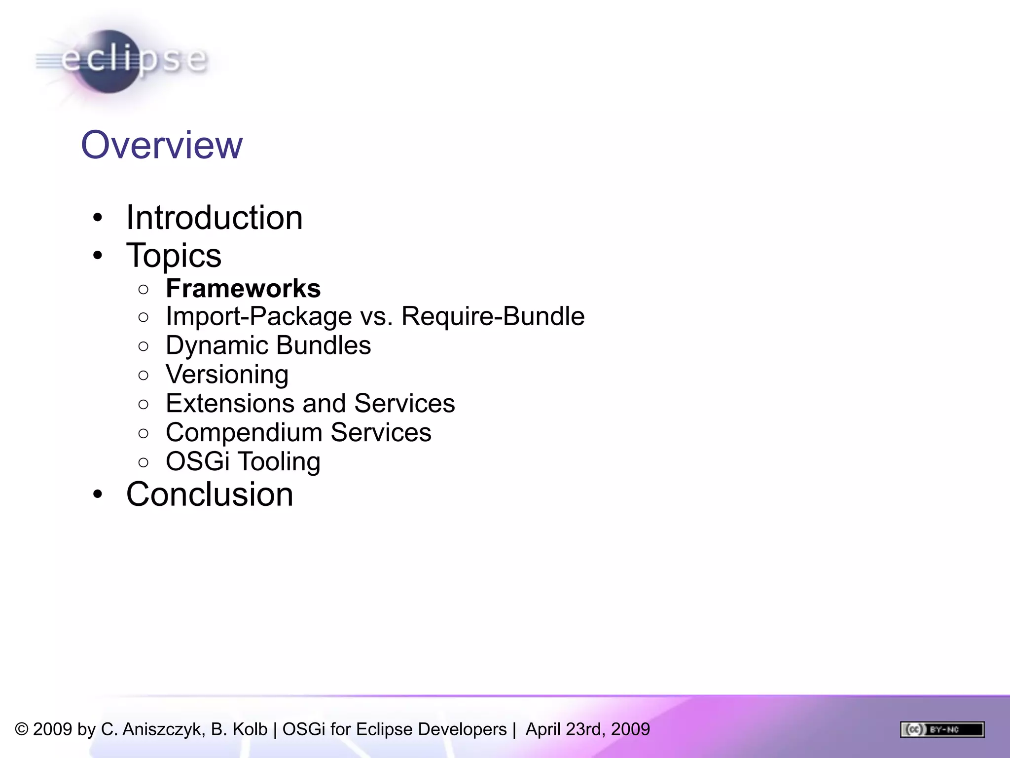 OSGi For Eclipse Developers