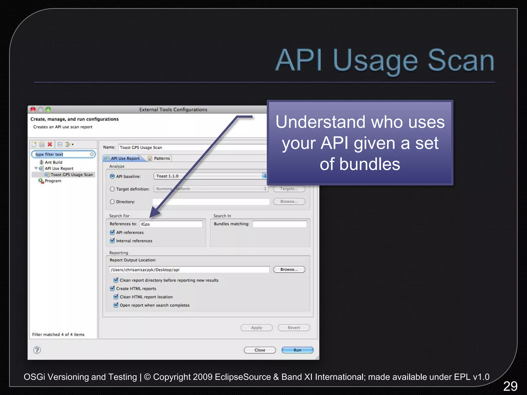 Unit Testing: OverviewTerminologyUnit under test (UUT)Test harnessTest each POJO on its own (no OSGi)Mock each dependency37OSGi Versioning and Testing | © Copyright 2009 EclipseSource & Band XI International; made available under EPL v1.0