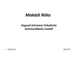 Makádi Réka
• 2012.04.11. SZIE-GTK
Osgood-Schramm Cirkulációs
kommunikációs modell
 