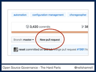 Open Source Governance - The Hard Parts @nellshamrell
 