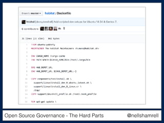Open Source Governance - The Hard Parts @nellshamrell
 
