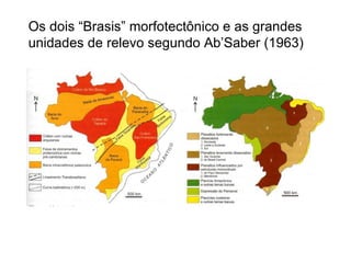 Os dois “Brasis” morfotectônico e as grandes unidades de relevo segundo Ab’Saber (1963)  