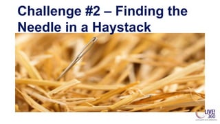 Challenge #2 – Finding the
Needle in a Haystack
 