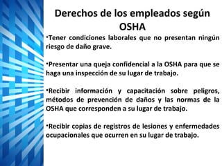 Programa Ergonómico OSHA

•OSHA publico la norma final sobre el “Programa
Ergonómico OHSA” el 14 de Noviembre de 2001 y fu...